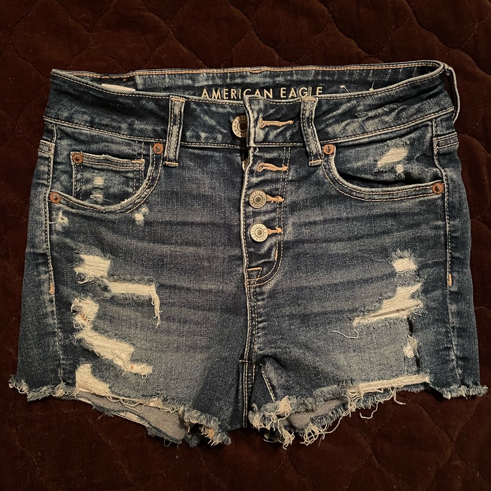 American Eagle , dark wash, button up jeans shorts